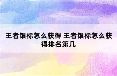 王者银标怎么获得 王者银标怎么获得排名第几